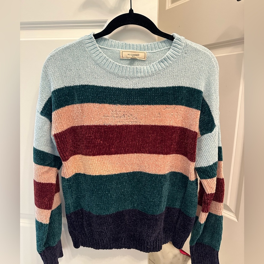 No Comment size small tripped oversized sweater